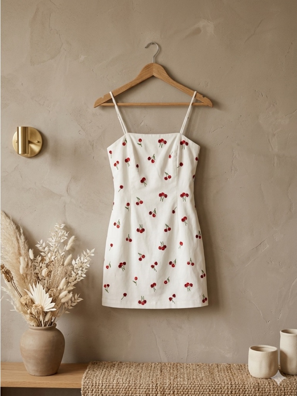 Anthropologie Maeve The Brynne 3D Cherry Mini Dress White Size 8 - Picture 2 of 16